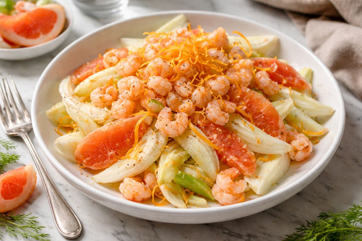 Gamberi, pompelmo rosa e finocchi per un’insalata tutta da scoprire con il Bimby