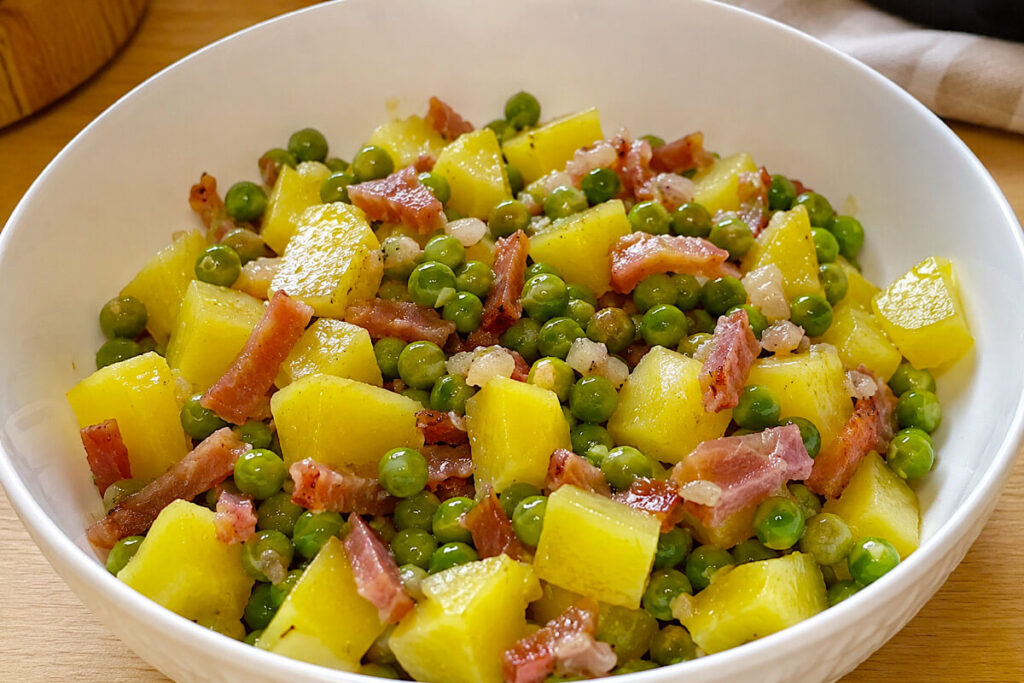 Piselli, patate e speck con il Bimby