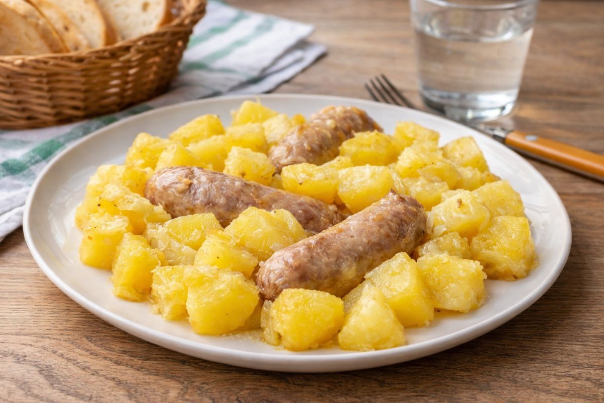salsiccia e patate al Varoma Fa tutto il Bimby: salsiccia e patate al Varoma, il classico che non stufa mai