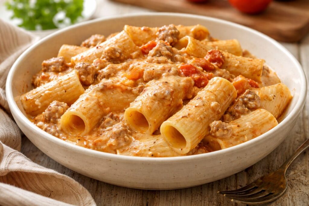 Pasta con il sugo caramellato e salsiccia con il Bimby