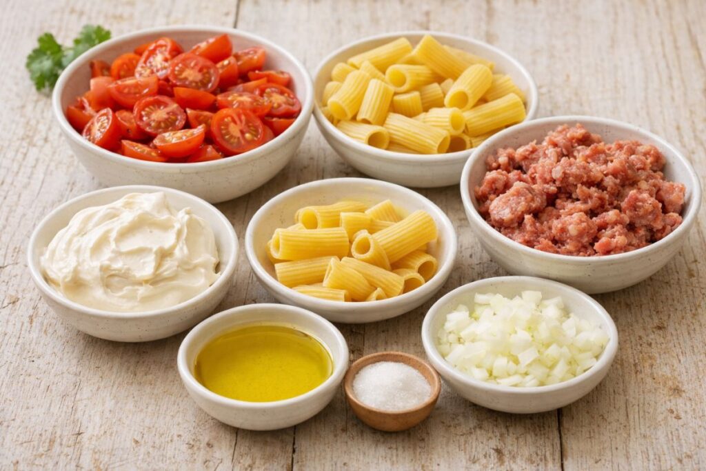 Pasta con il sugo caramellato e salsiccia con il Bimby, ingredienti