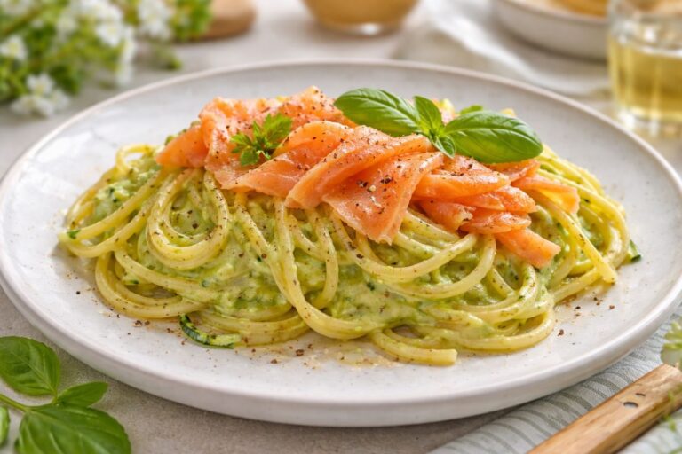 Spaghetti con crema di zucchine e salmone affumicato con il Bimby