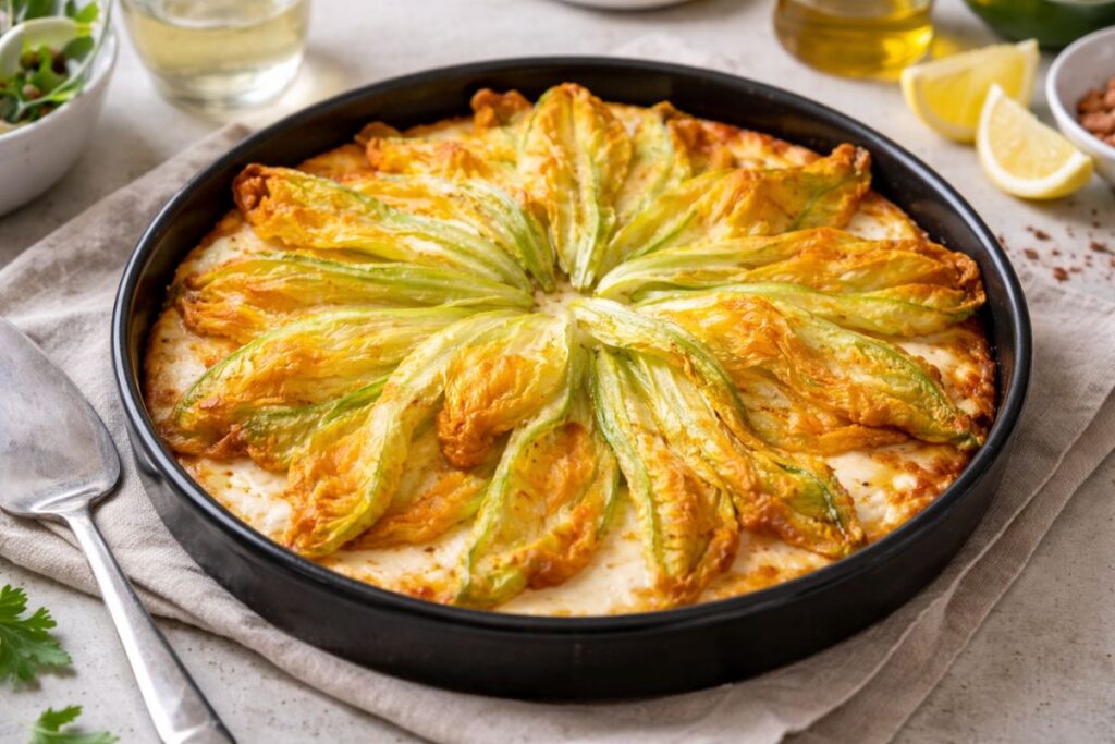 Torta salata con fiori di zucca con il Bimby