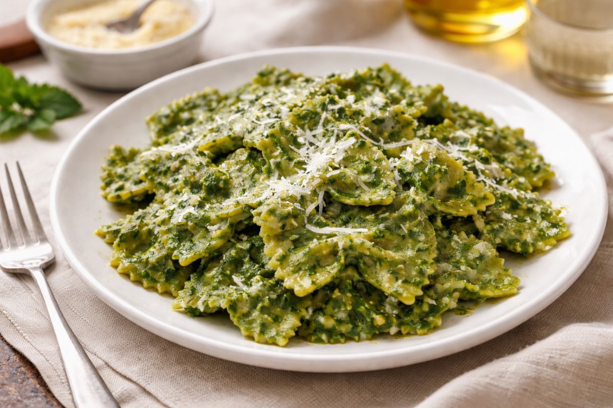 Le farfalle cremose che mangiano anche i bambini, con gli spinaci: ricetta Bimby pronta in poco tempo (senza panna)