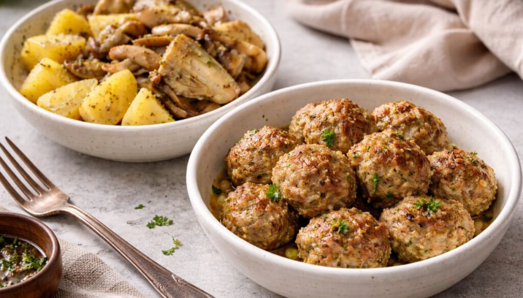Polpette di carne con contorno con il Bimby
