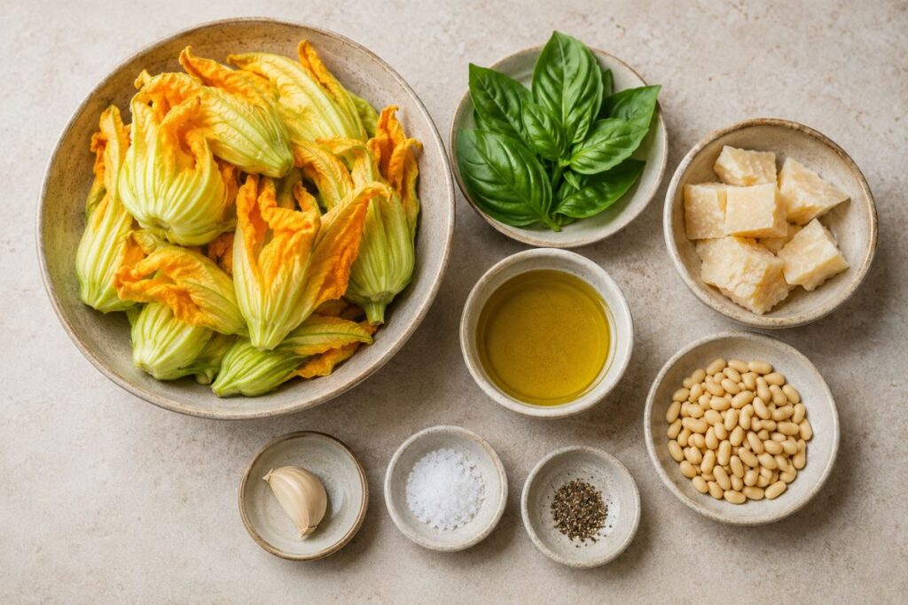 Pesto ai fiori di zucca con il Bimby, ingredienti