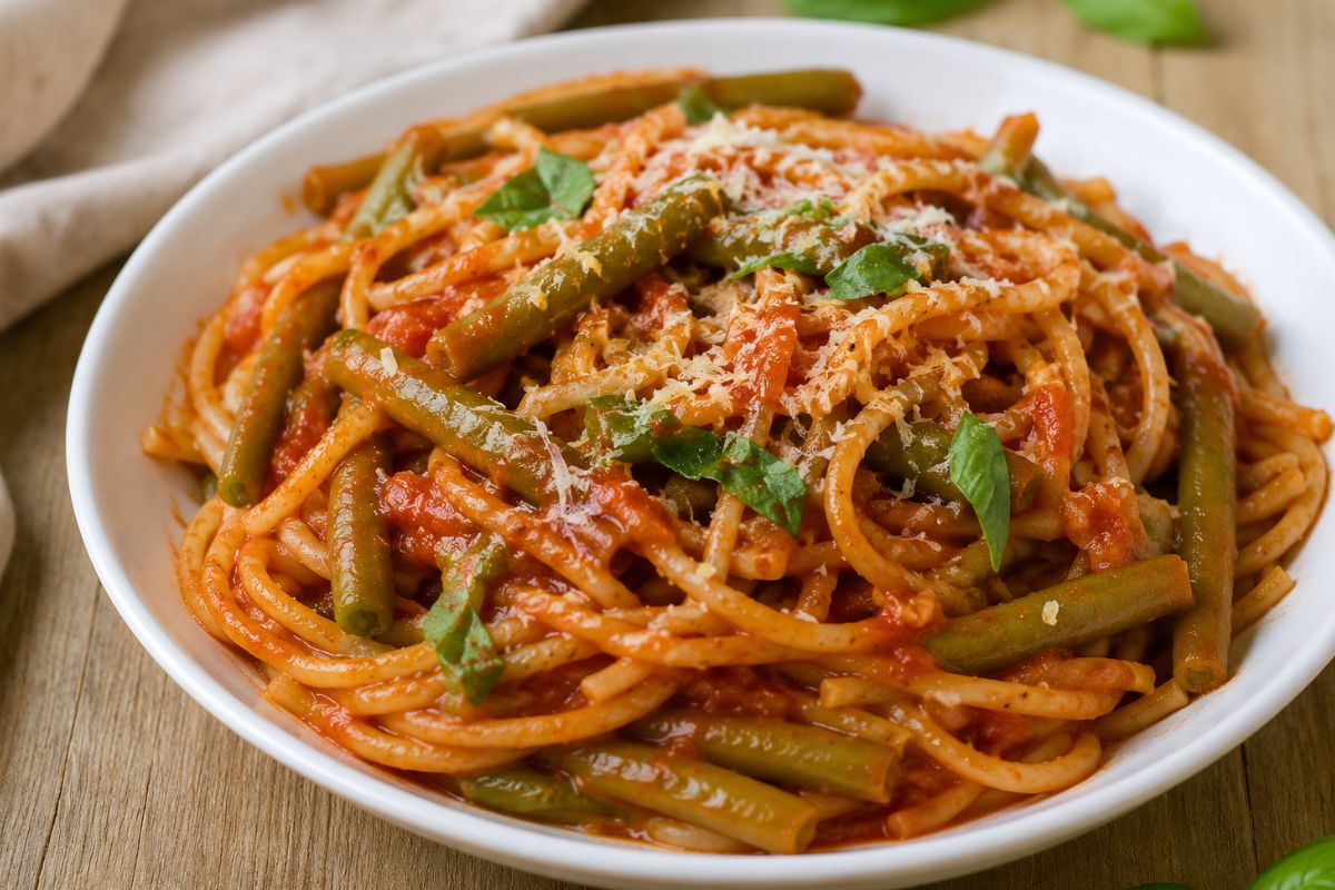 Un primo piatto economico e buonissimo: questo sugo ai fagiolini con il Bimby ti convincerà