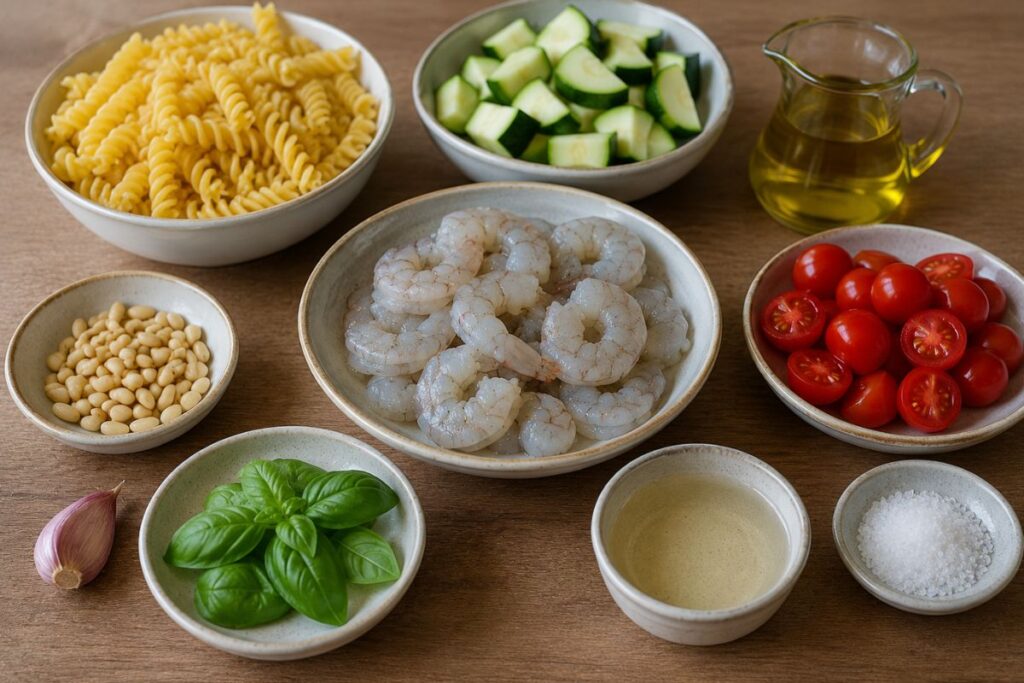 Pasta con zucchine e gamberi con il Bimby, ingredienti
