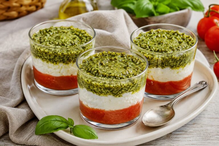 Bicchierini salati pomodoro, stracciatella e pesto con il Bimby