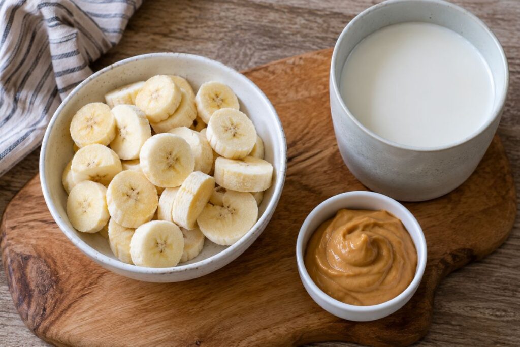 Frullato banana e burro di arachidi con il Bimby ingredienti Frullato banana e burro di arachidi con il Bimby, ingredienti