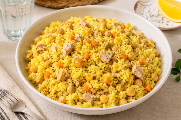 Insalata di riso alla curcuma con ceci, tonno e arancia con il Bimby