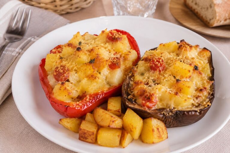 Melanzane e peperoni ripieni con patate e provola con il Bimby