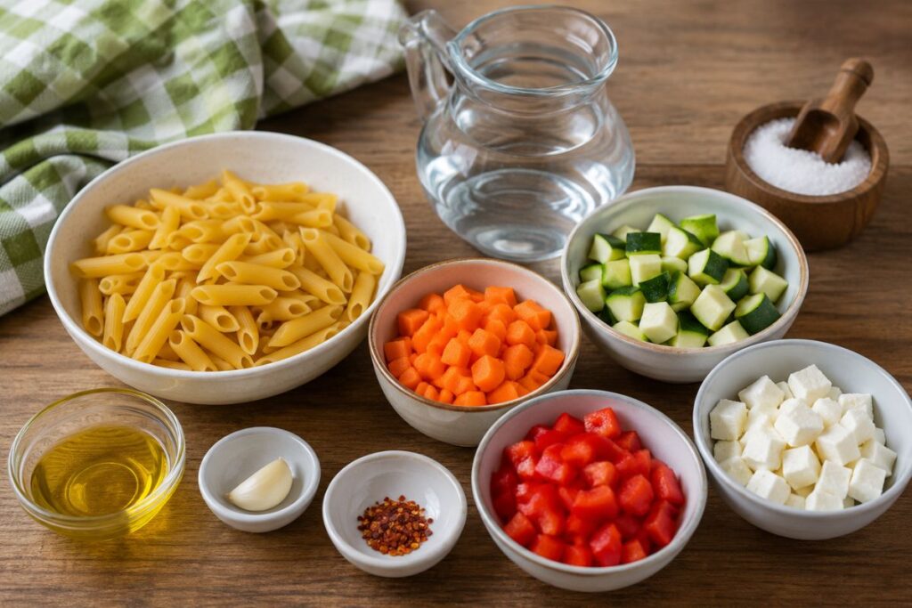 Pasta fredda alle verdure e feta con il Bimby ingredienti Pasta fredda alle verdure e feta con il Bimby, ingredienti