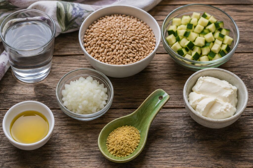 farro cremoso con zucchine e stracchino con il Bimby, ingredienti