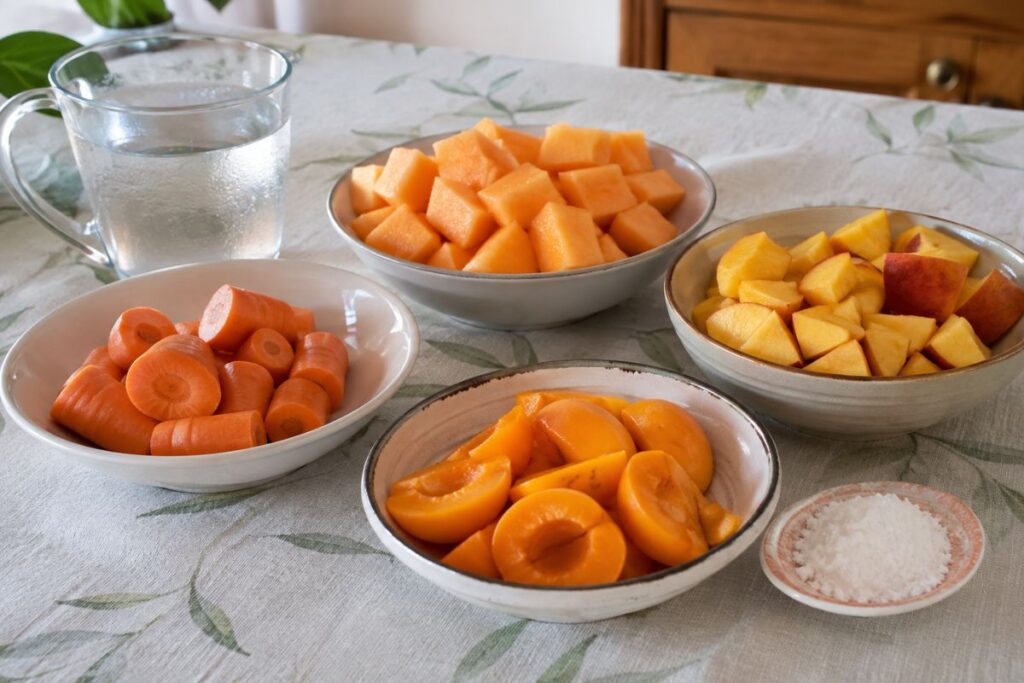 Bevanda carote, melone, albicocche e pesche con il Bimby, ingredienti