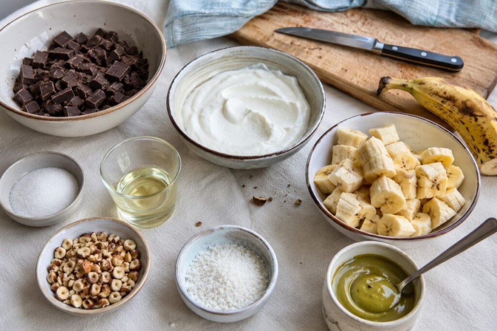 Gelati banana e yogurt con copertura al cioccolato con il Bimby, ingredienti