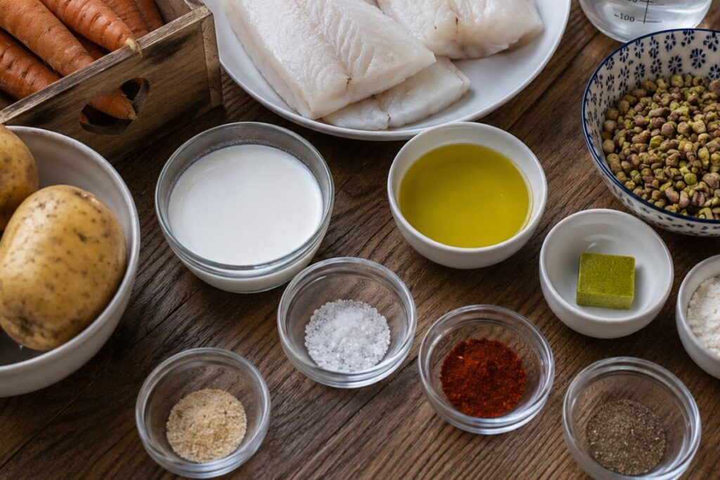 Merluzzo al vapore con purea di carote e pistacchi con il Bimby ingredienti Merluzzo al vapore con purea di carote e pistacchi con il Bimby, ingredienti