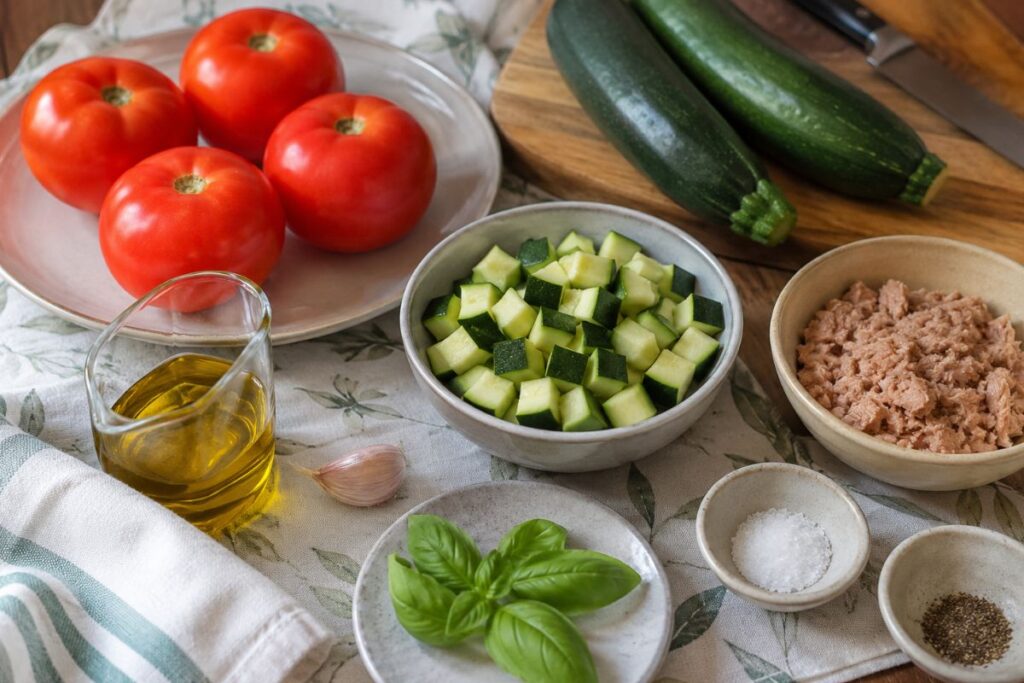 Pomodori ripieni di zucchine e tonno con il Bimby, ingredienti