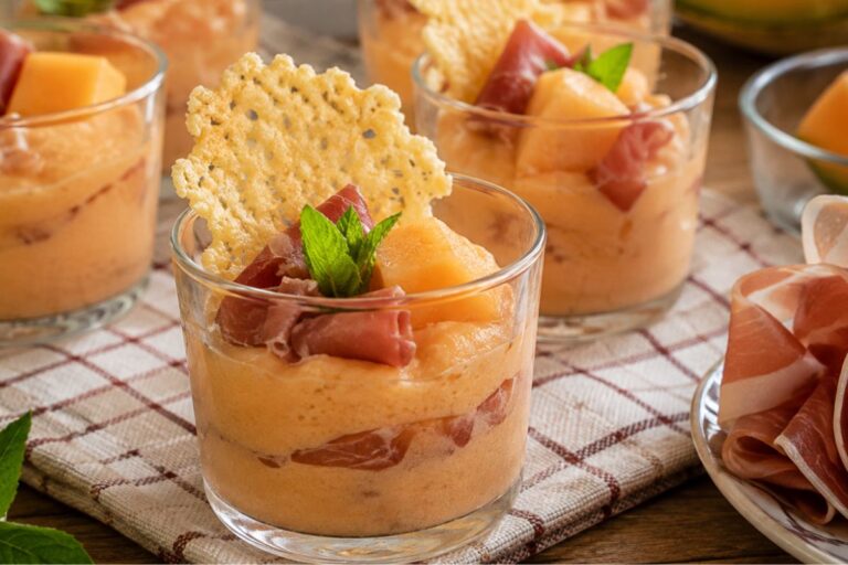 Sorbetto al melone con crudo e cialde di parmigiano con il Bimby