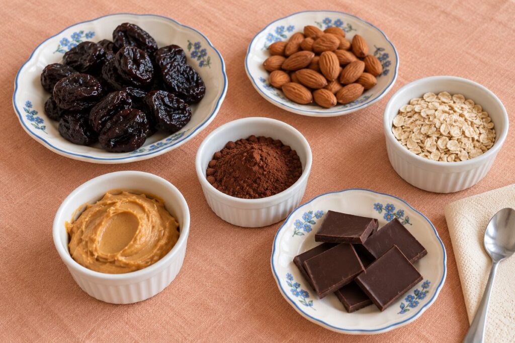 Barrette con prugne secche, mandorle e cioccolato con il Bimby, ingredienti