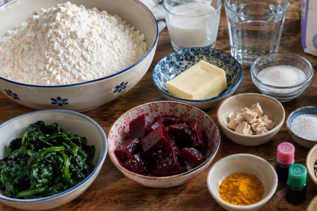 Panini colorati al vapore con il Bimby, ingredienti