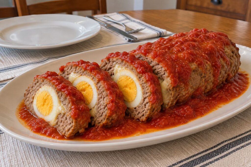 Polpettone ripieno con uova sode e formaggio con il Bimby