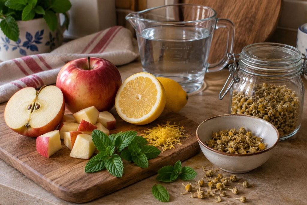 Infuso di mela, camomilla, limone e menta con il Bimby, ingredienti