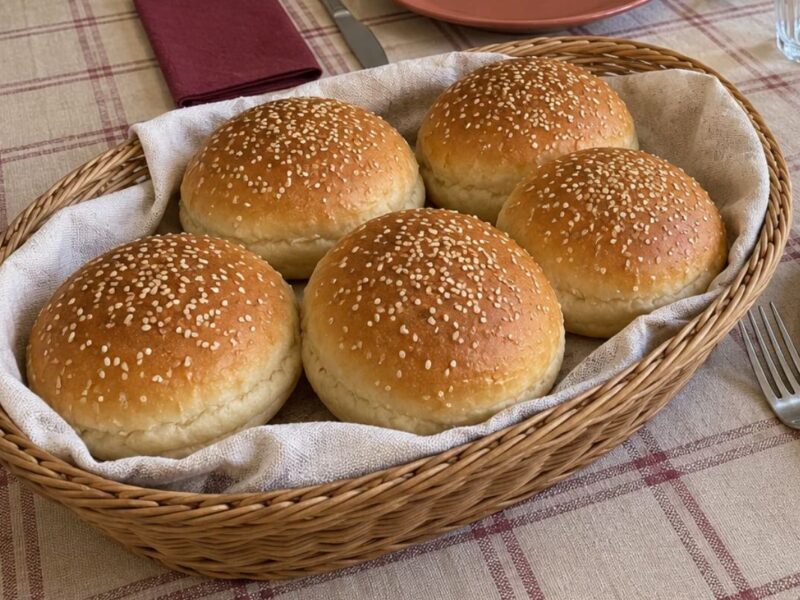 7 panini morbidi con pochissimo lievito, i buns perfetti per l’hamburger con il Bimby