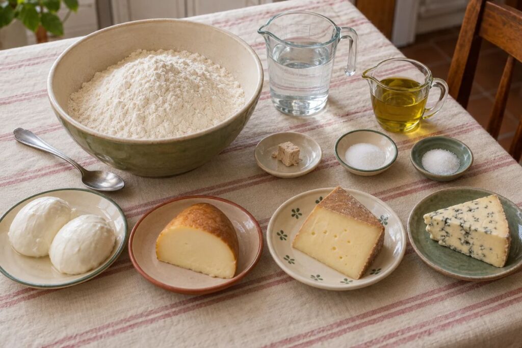 Pizza ai quattro formaggi con il Bimby, ingredienti