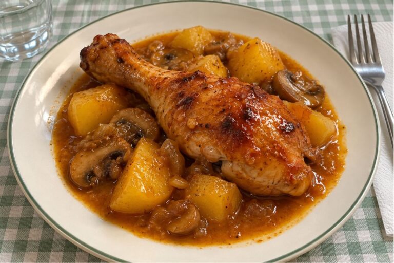 Pollo alla birra con patate e funghi con il Bimby