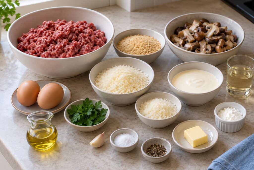 Polpette di carne con salsa ai funghi con il Bimby ingredienti Polpette di carne con salsa ai funghi con il Bimby, ingredienti